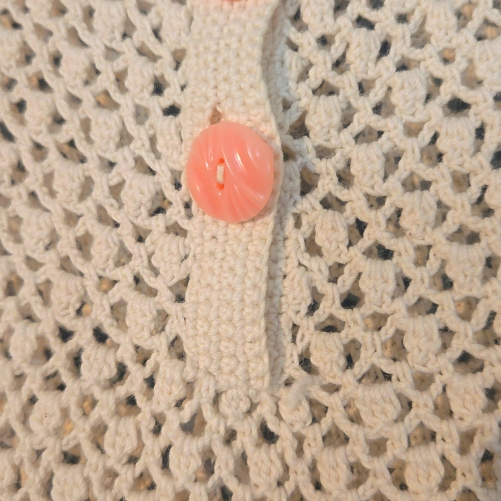Vtg Crochet Beach Dress Boho Mod Hippy Chic - Picture 4 of 6